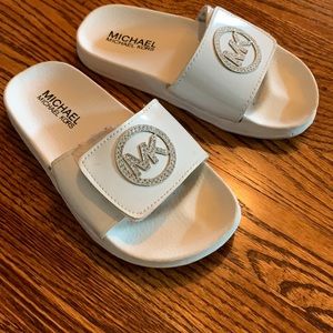Michael Kors white slides/sandals, size 1 kids